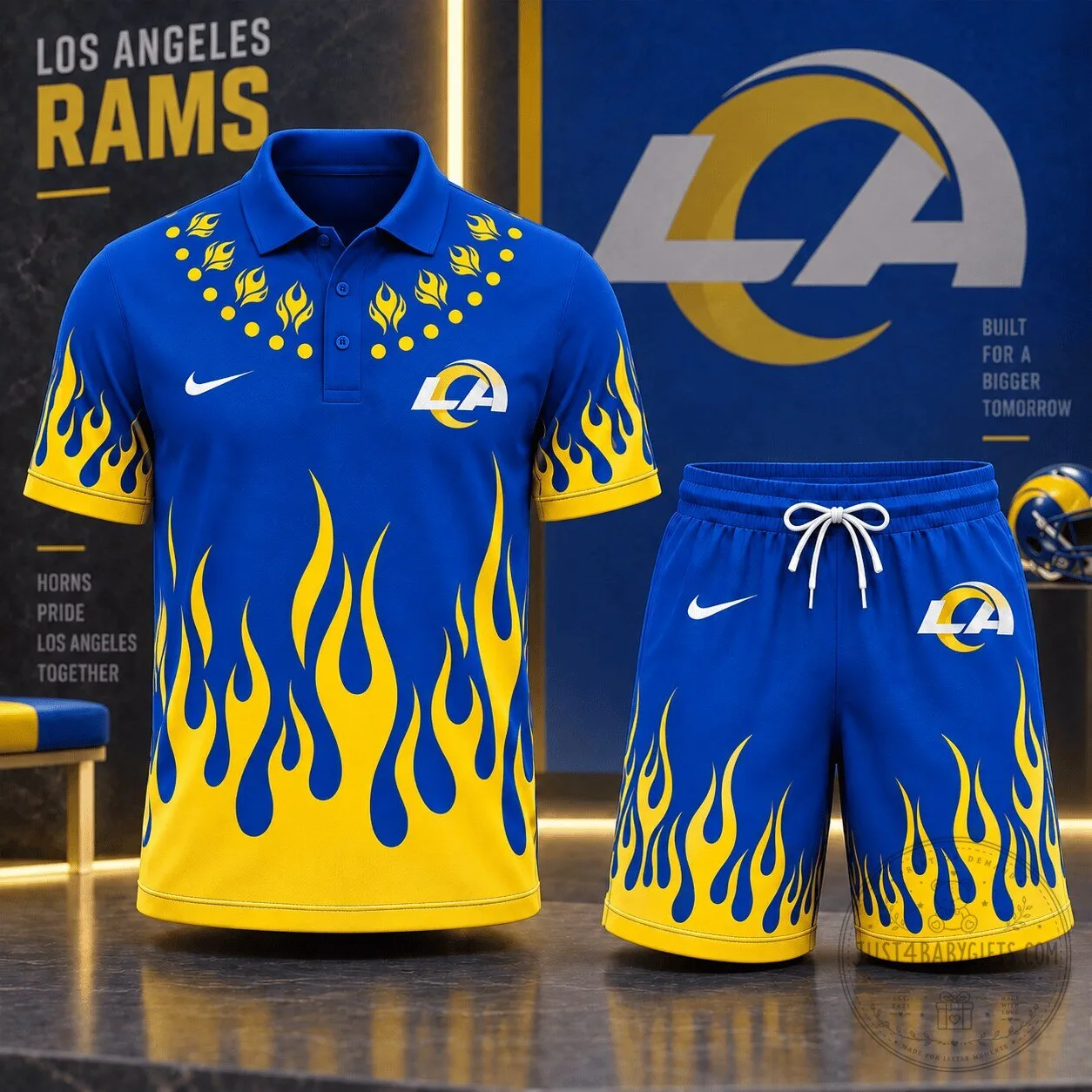Los Angeles Rams Flame Graphic Polo Shirt
