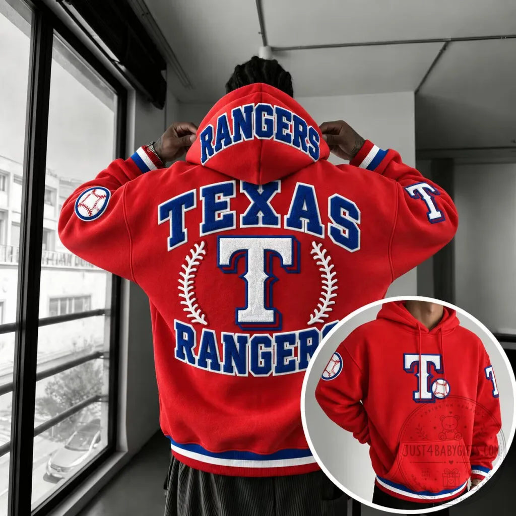 Texas Rangers Baseball Team Logo Red Hoodie for Men and Women Texas Rangers Baseball Team Logo Red Hoodie for Men and Women