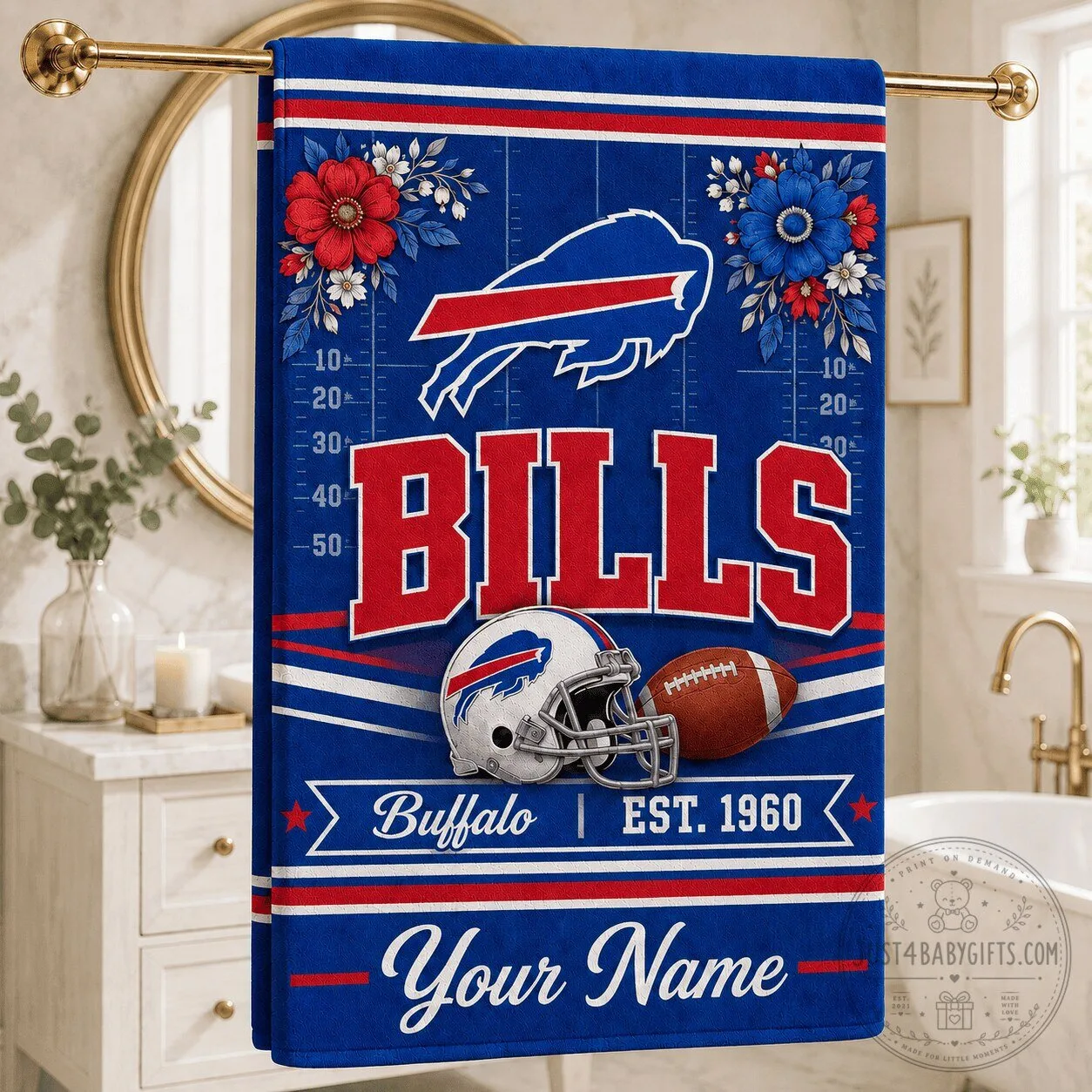 Buffalo Bills Football Team Game Day Fan Art Bath Towel