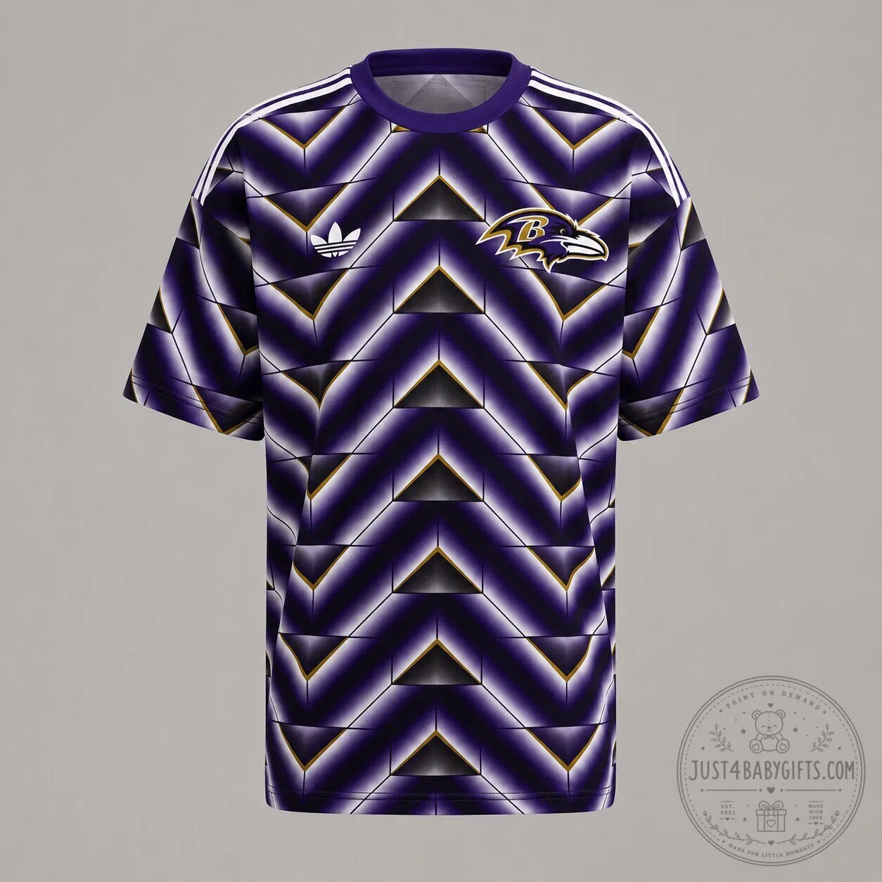 Baltimore Ravens NFL Retro Geometric Graphic Print Short Sleeve T-Shirt