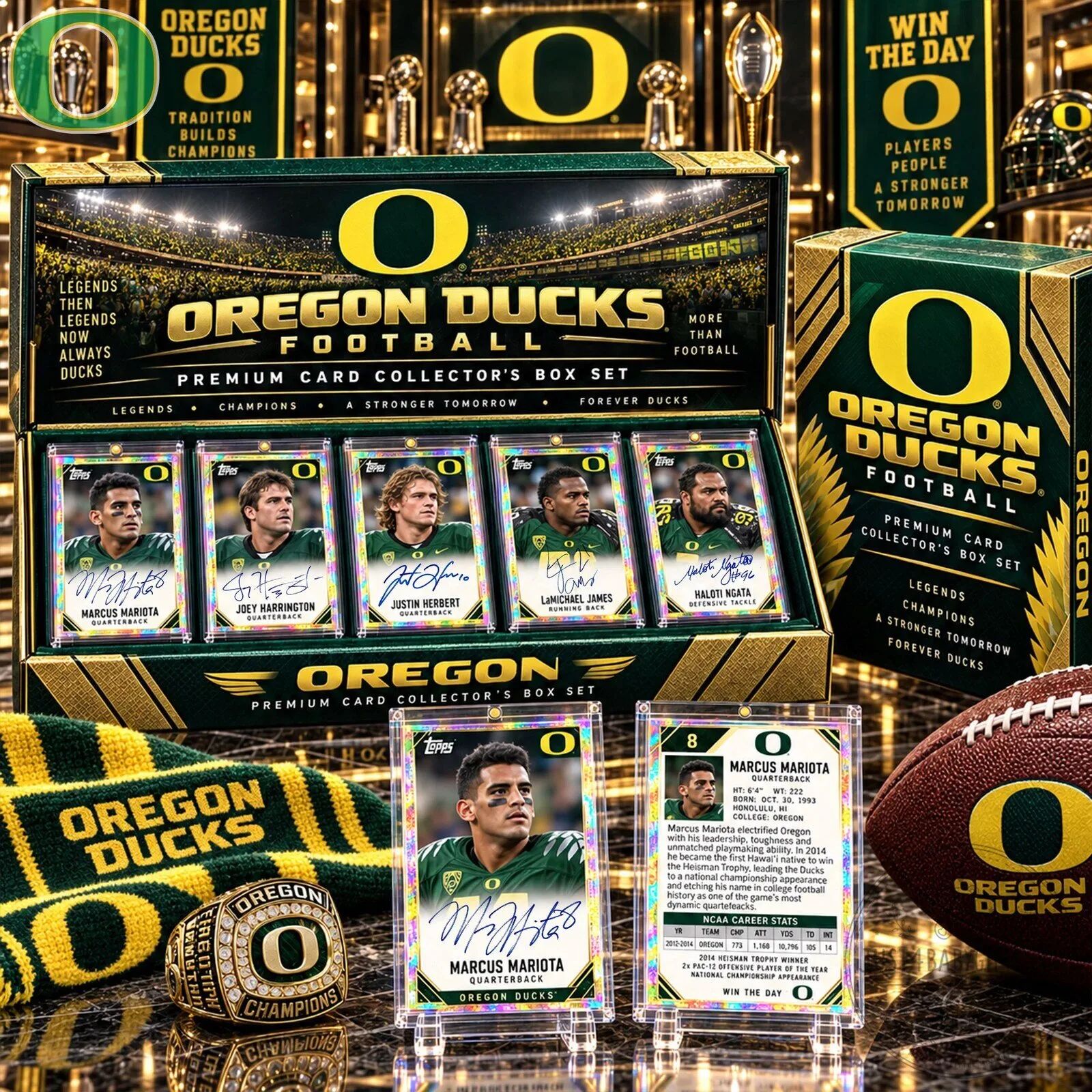 Oregon Ducks Football Premium Trading Card Collector's Box Set