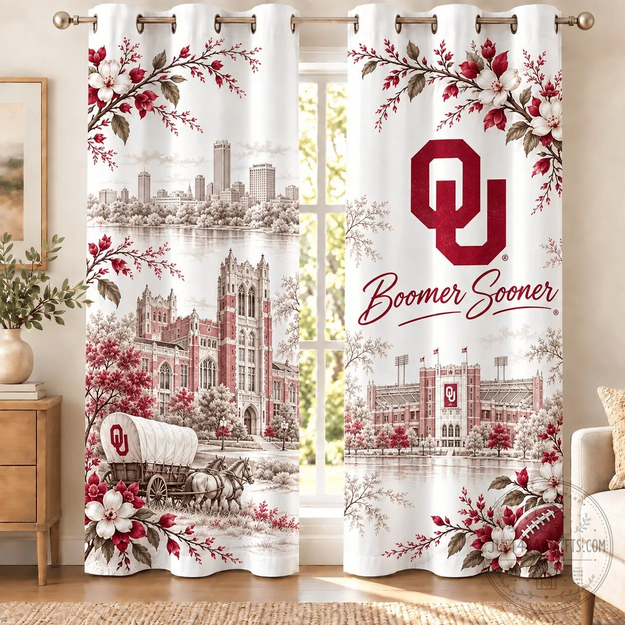 Oklahoma Sooners Boomer Sooner College Football Fan Window Curtains