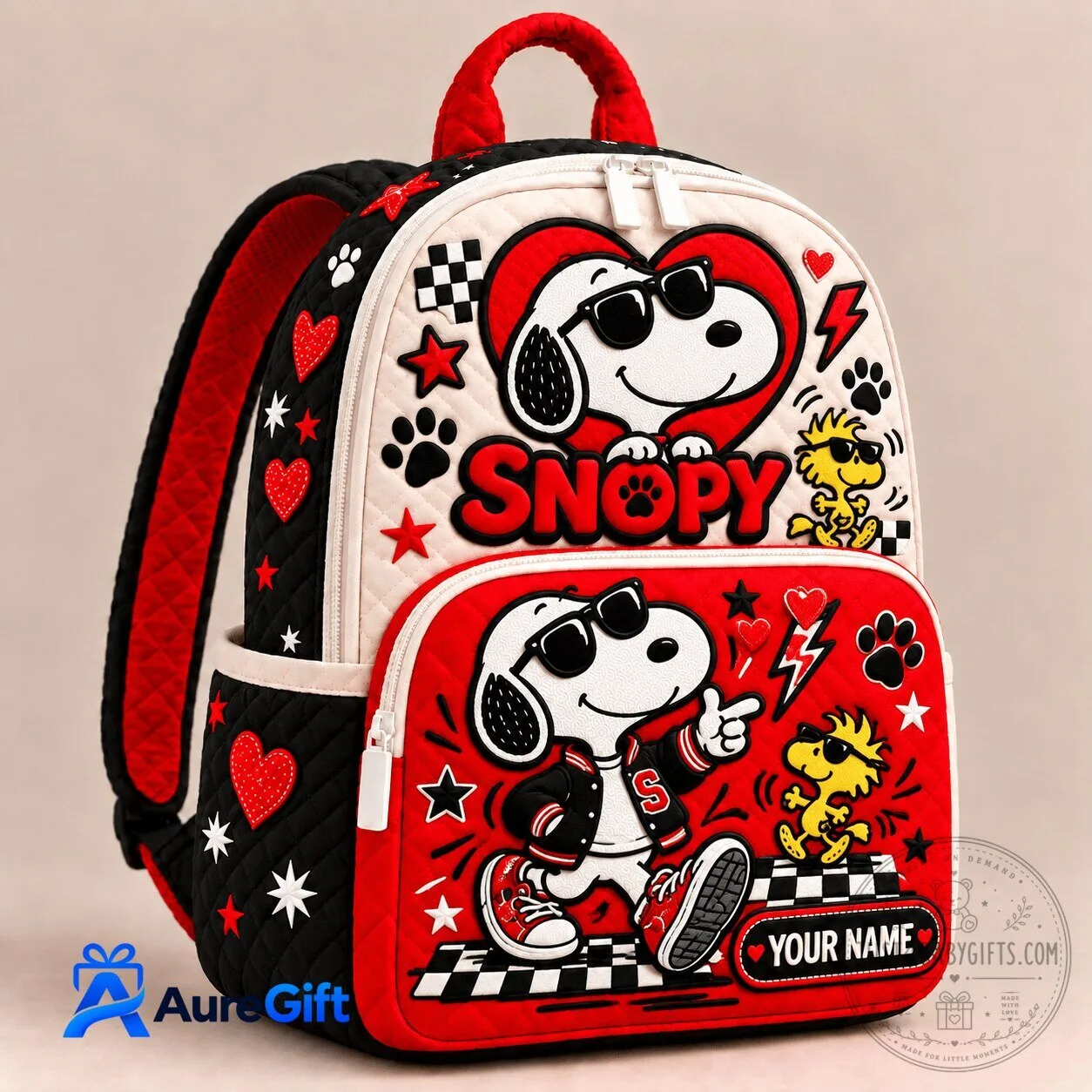 Snoopy and Woodstock Peanuts Cartoon Character Quilted Backpack