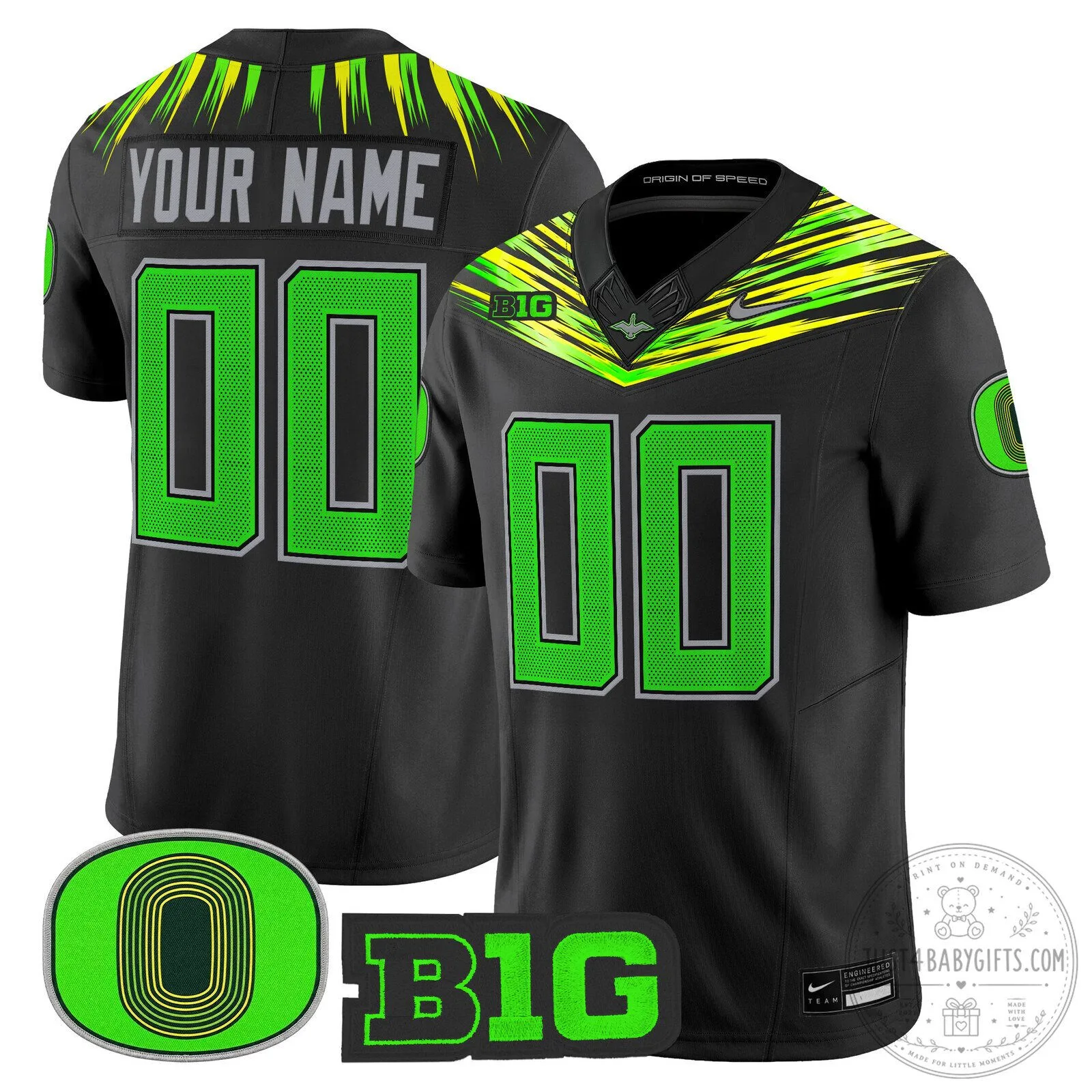 Oregon Ducks Football Team Black and Green Custom Vapor Limited Jersey