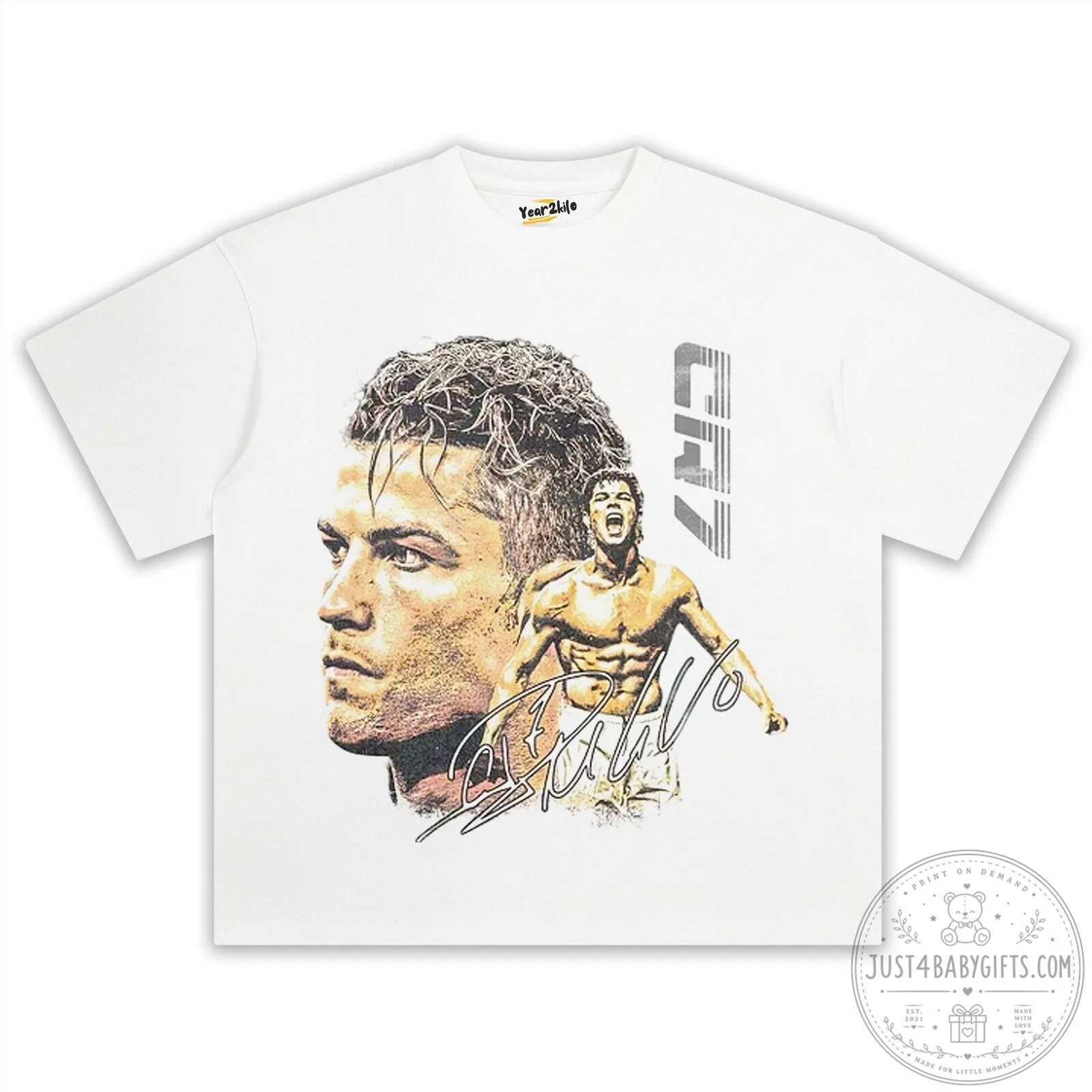 Cristiano Ronaldo Soccer Legend Graphic Print Short Sleeve T-Shirt