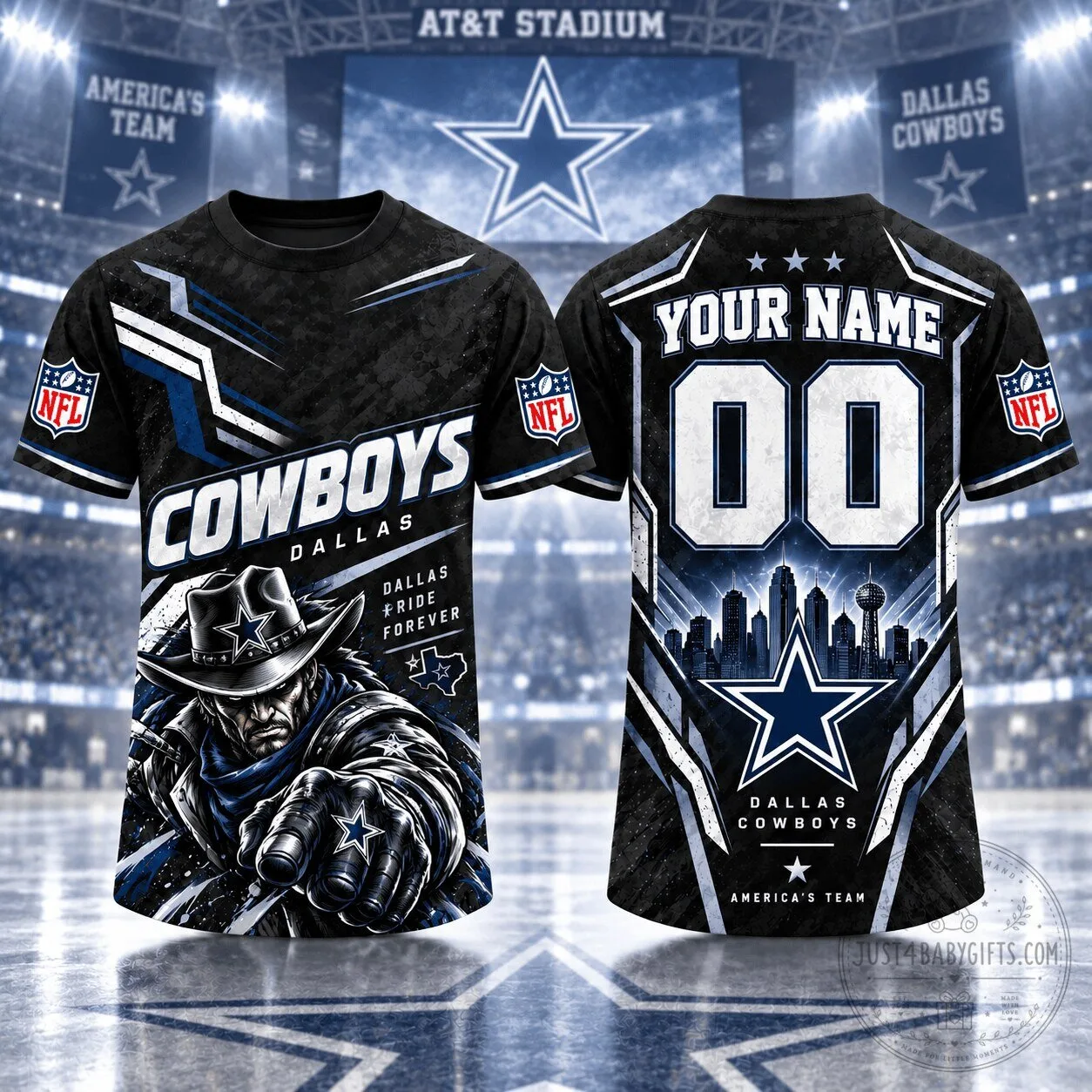Dallas Cowboys Shirt Custom Name And Number Football Team Fan T-Shirt