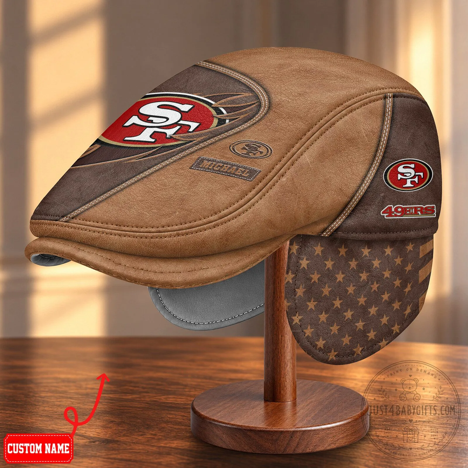 San Francisco 49ers NFL Football Team Flat Cap Hat with Foldable Ear Flaps
