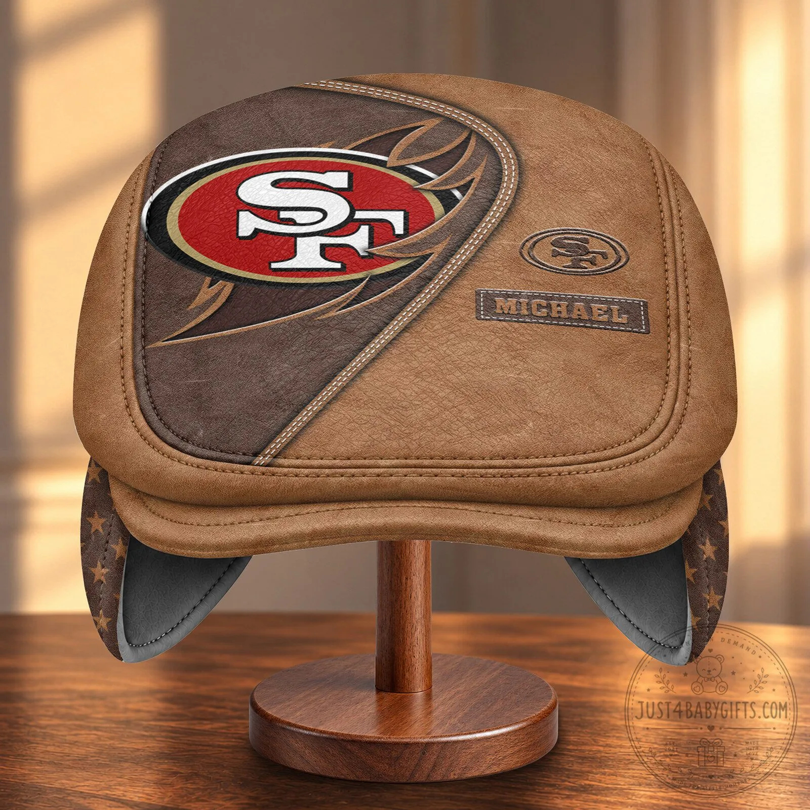 San Francisco 49ers NFL Football Team Flat Cap Hat with Foldable Ear Flaps 11 San Francisco 49ers NFL Football Team Flat Cap Hat with Foldable Ear Flaps