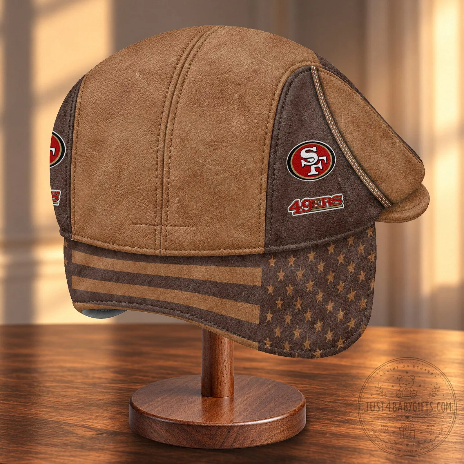 San Francisco 49ers NFL Football Team Flat Cap Hat with Foldable Ear Flaps 12 San Francisco 49ers NFL Football Team Flat Cap Hat with Foldable Ear Flaps