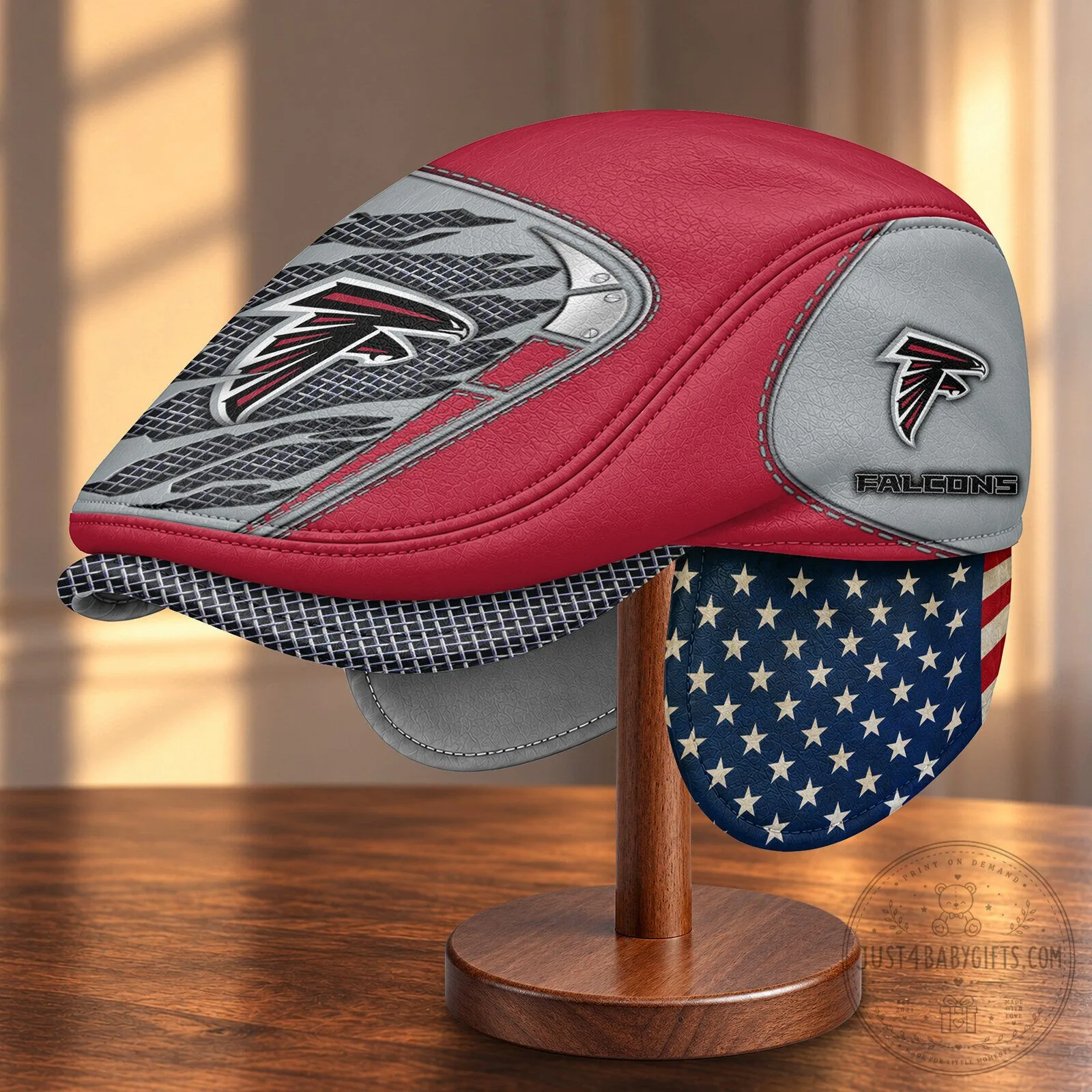 Flat Cap with Foldable Ear Flaps for Atlanta Falcons NFL Fans 5 Flat Cap with Foldable Ear Flaps for Atlanta Falcons NFL Fans