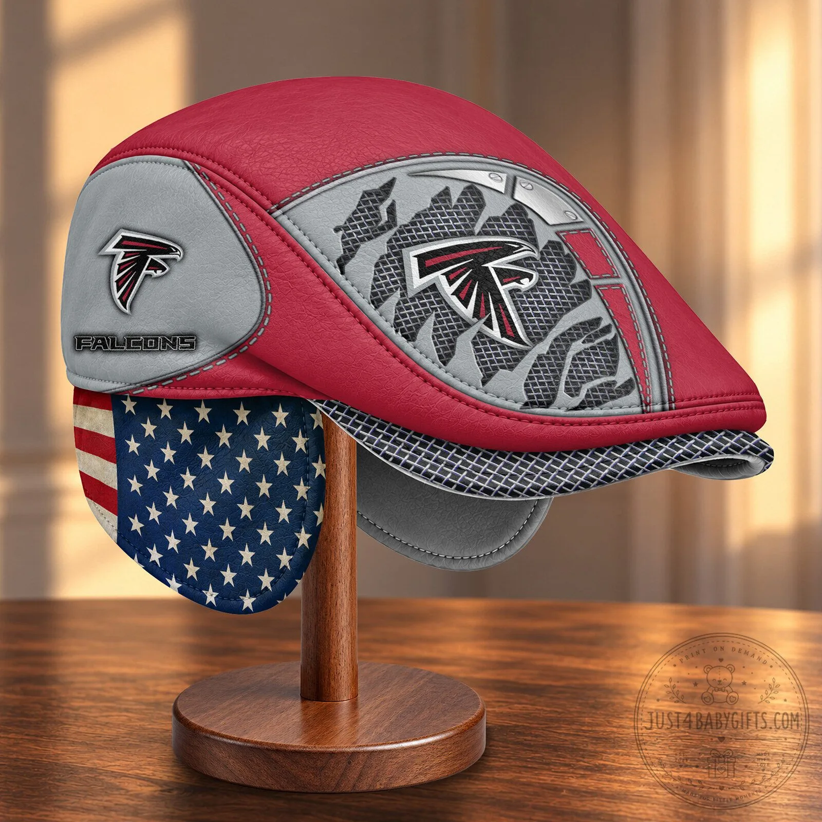 Flat Cap with Foldable Ear Flaps for Atlanta Falcons NFL Fans 10 Flat Cap with Foldable Ear Flaps for Atlanta Falcons NFL Fans