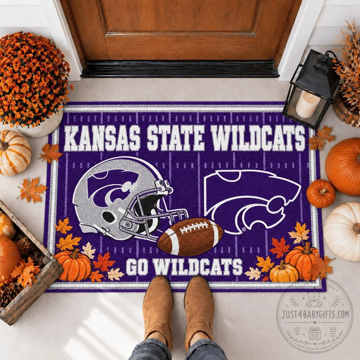Kansas State Wildcats Football Team Logo Fall Season Doormat