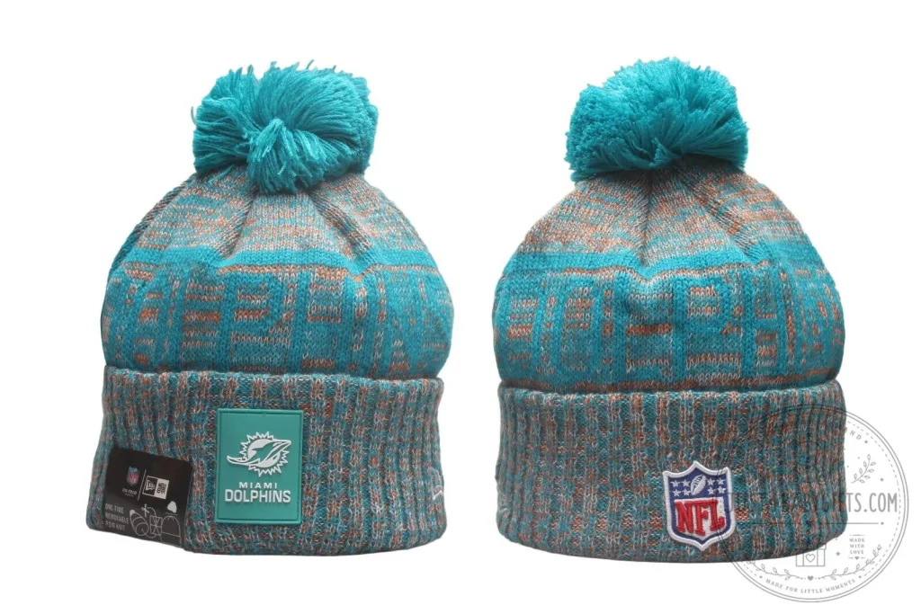 Miami Dolphins Teal Knit Pom Beanie Hat Miami Dolphins Teal Knit Pom Beanie Hat