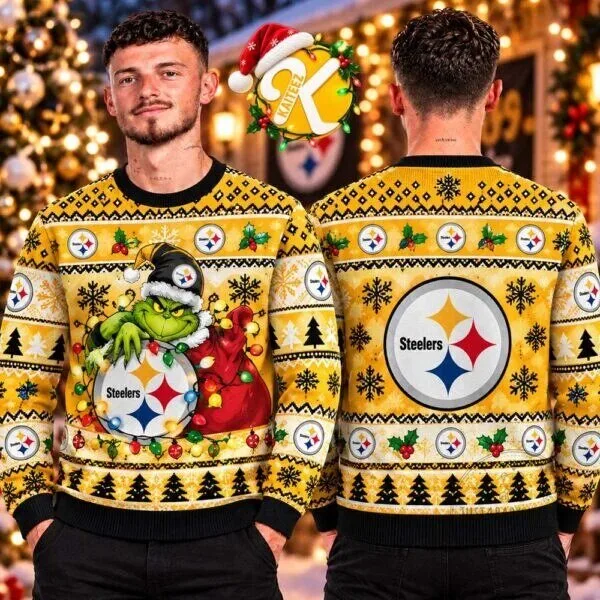 Pittsburgh Steelers Grinch Christmas Holiday Ugly Sweater Sweatshirt