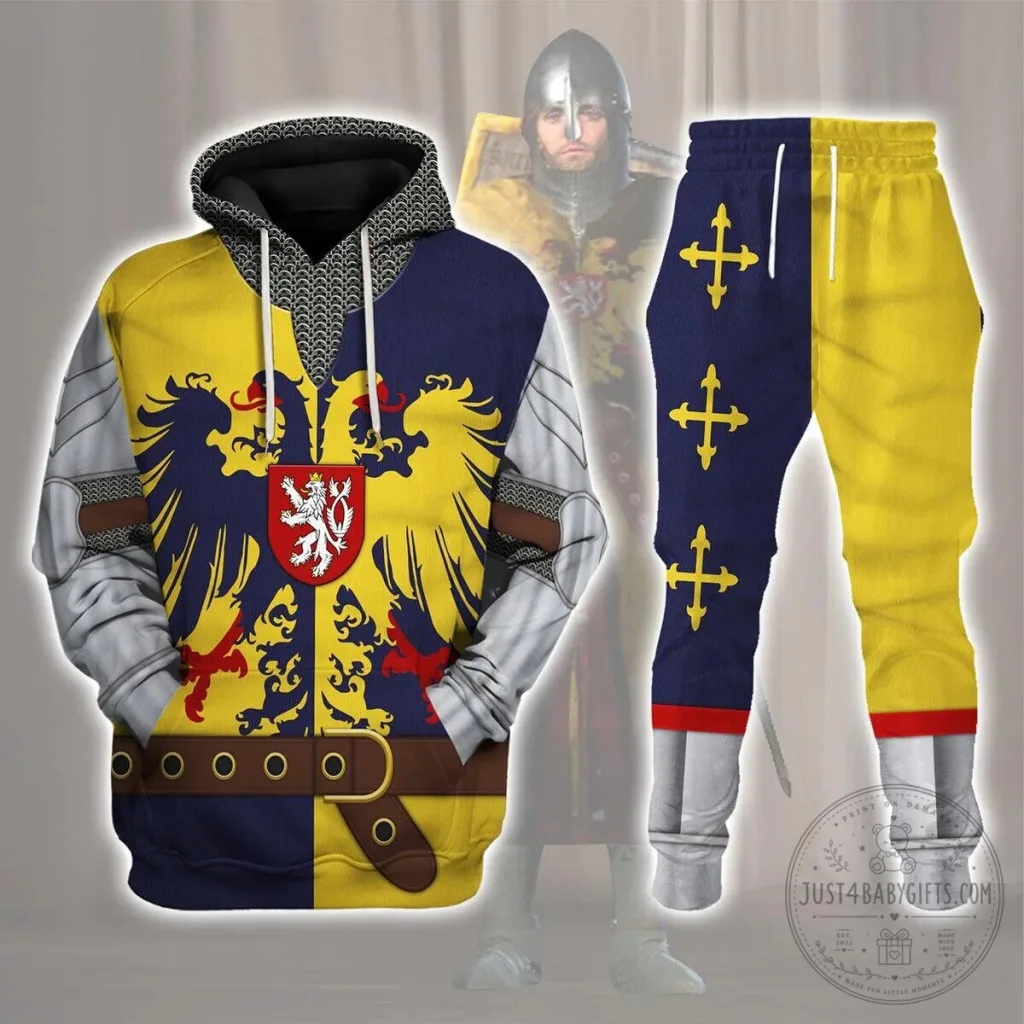 Holy Roman Empire Knight Costume Medieval Eagle Heraldry Hoodie and Pants Set