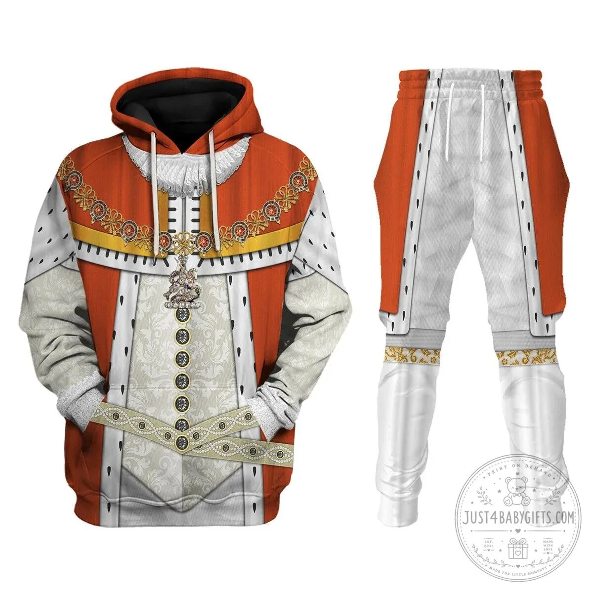 King James I of England Royal Robes Costume Hoodie and Pants Set 16 King James I of England Royal Robes Costume Hoodie and Pants Set