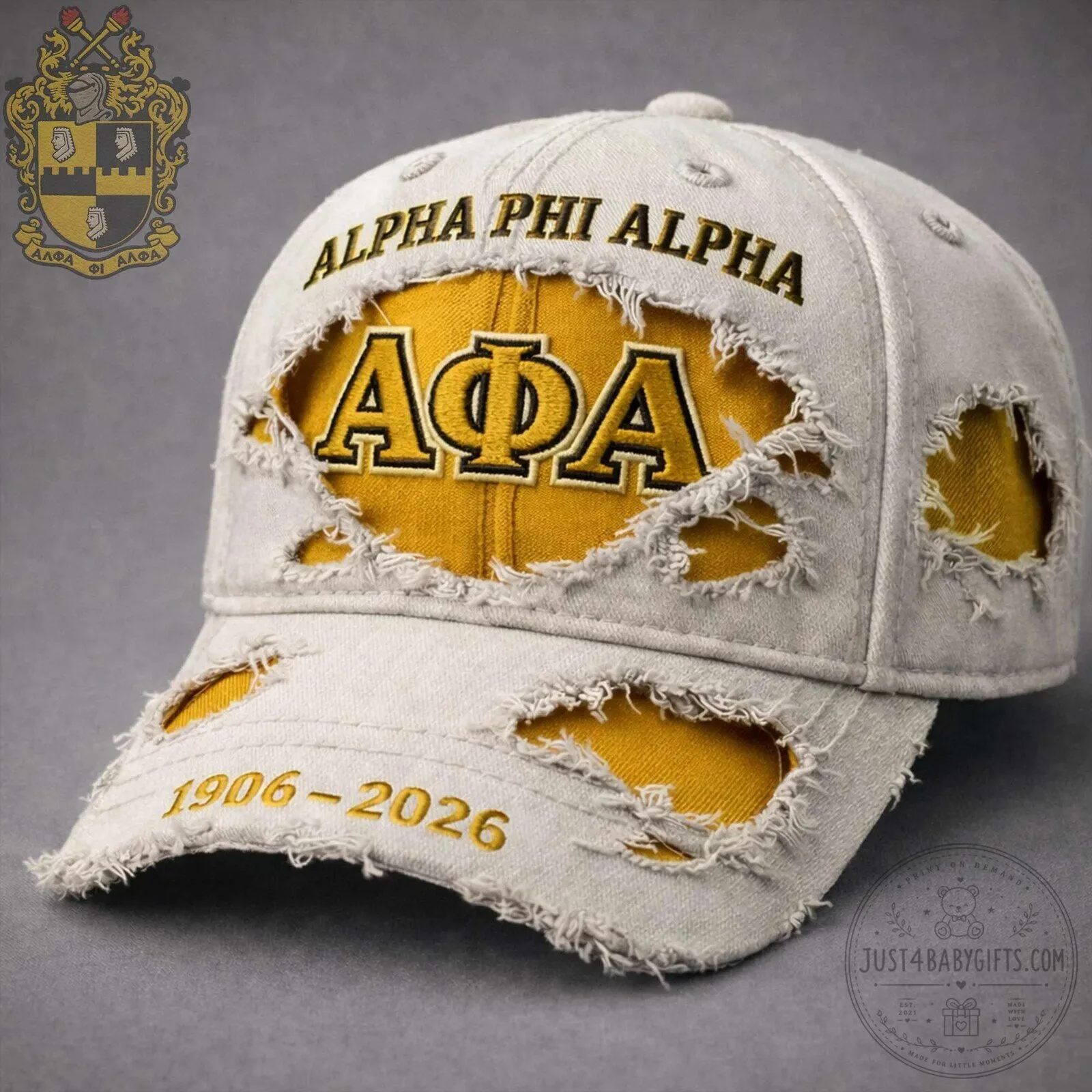 Alpha Phi Alpha Distressed Baseball Cap Hat