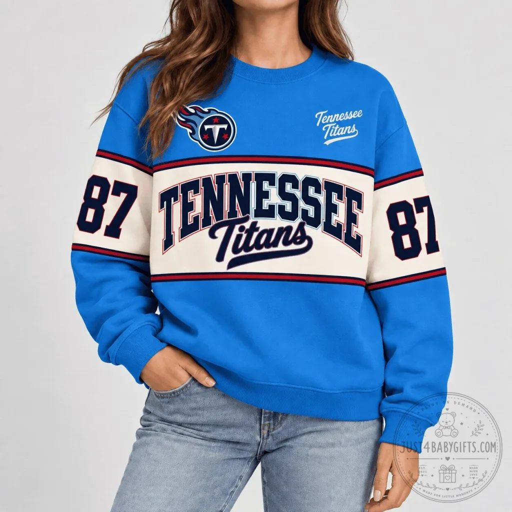 Tennessee Titans NFL Team Retro Varsity Style Crewneck Sweatshirt