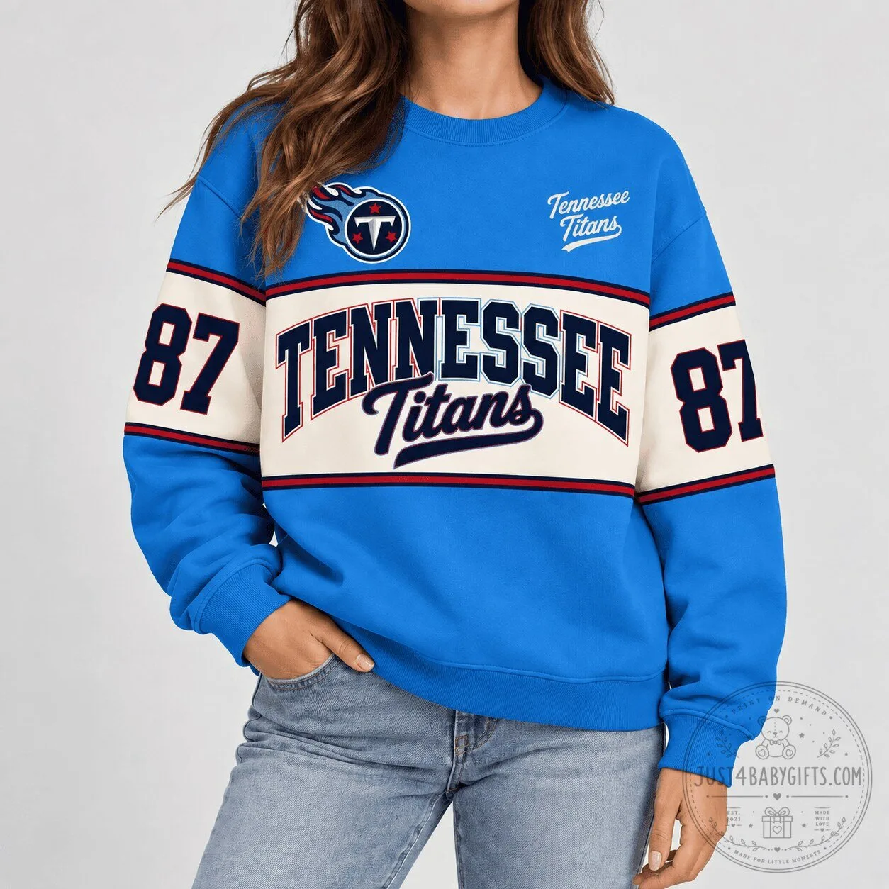 Tennessee Titans NFL Team Retro Varsity Style Crewneck Sweatshirt