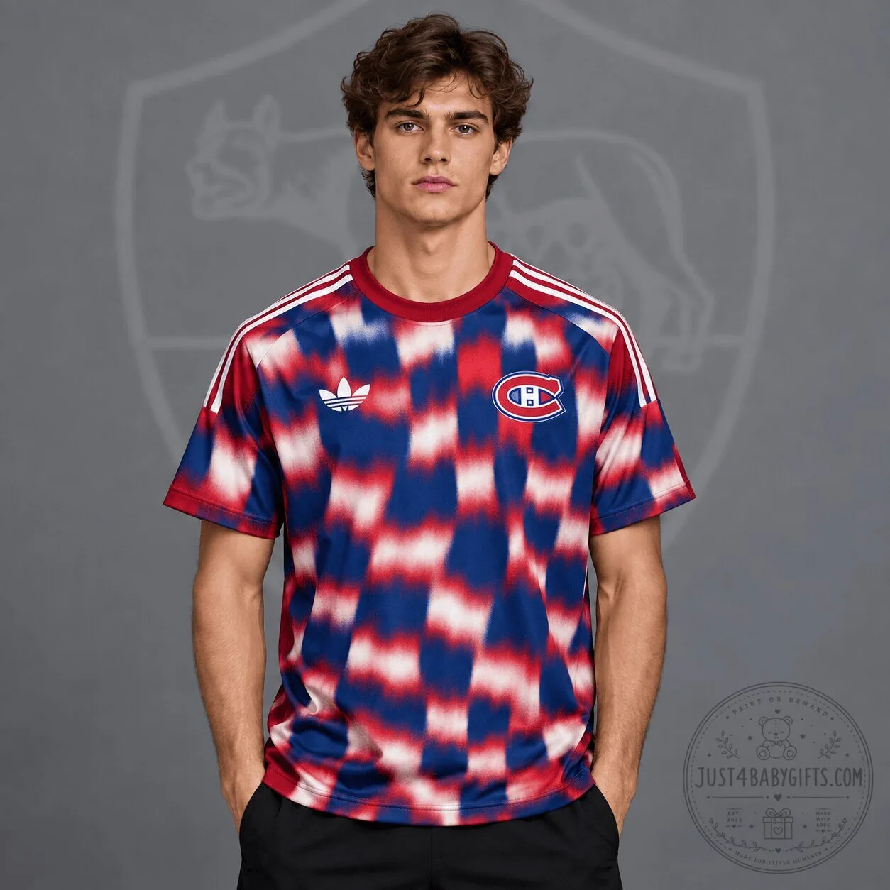 Montreal Canadiens Adidas Blurred Checkered Streetwear T-Shirt