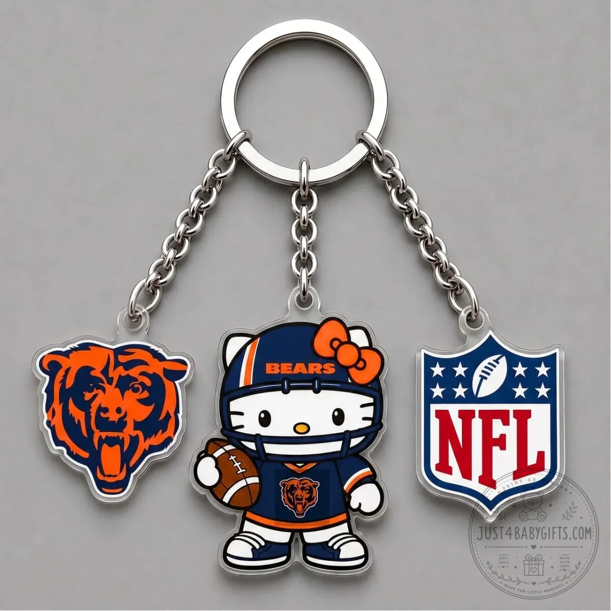 Chicago Bears Hello Kitty National Football League Triple Charm Keychain