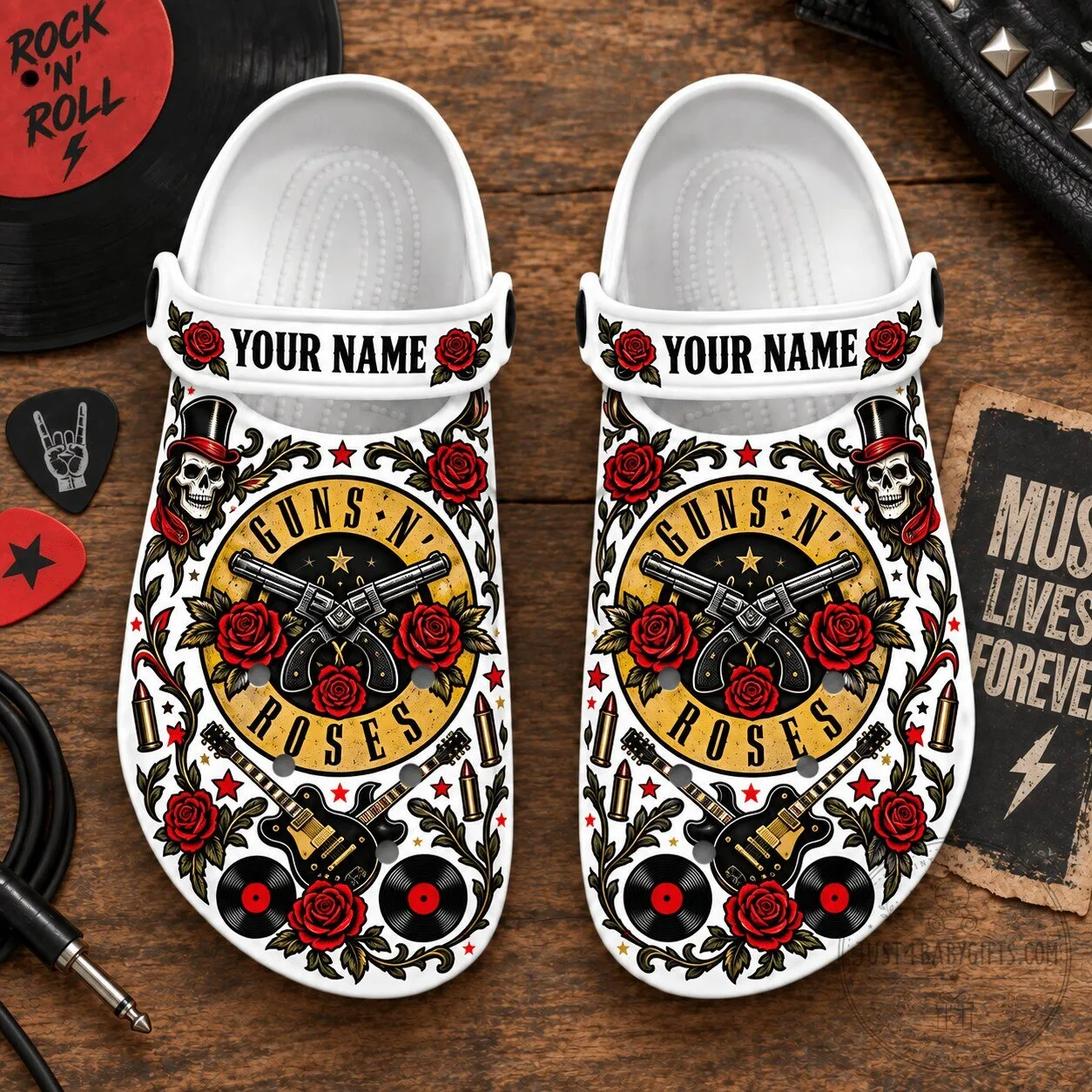 Guns N' Roses Rock Band Personalized Clogs Shoes for Music Fans 5 Guns N