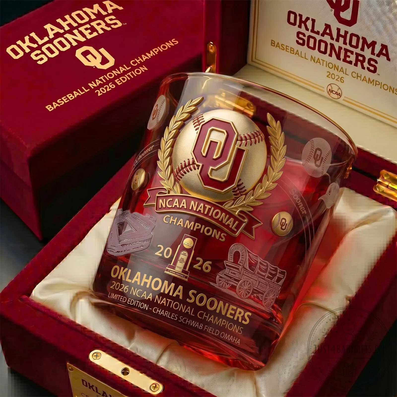 Oklahoma Sooners 2026 NCAA Baseball National Champions Commemorative Drinking Glass