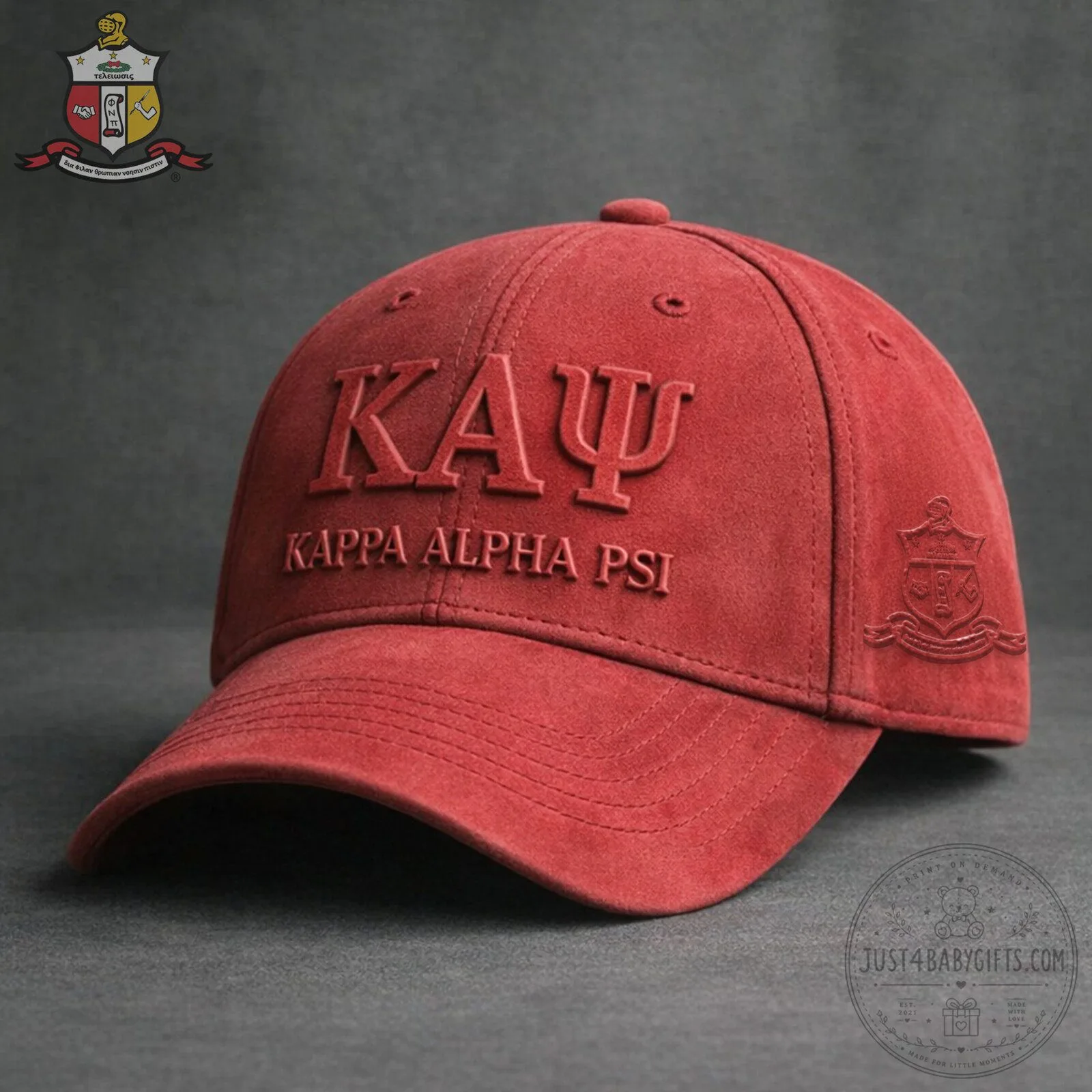 Red Baseball Cap Hat with Embroidery for Kappa Alpha Psi Fraternity