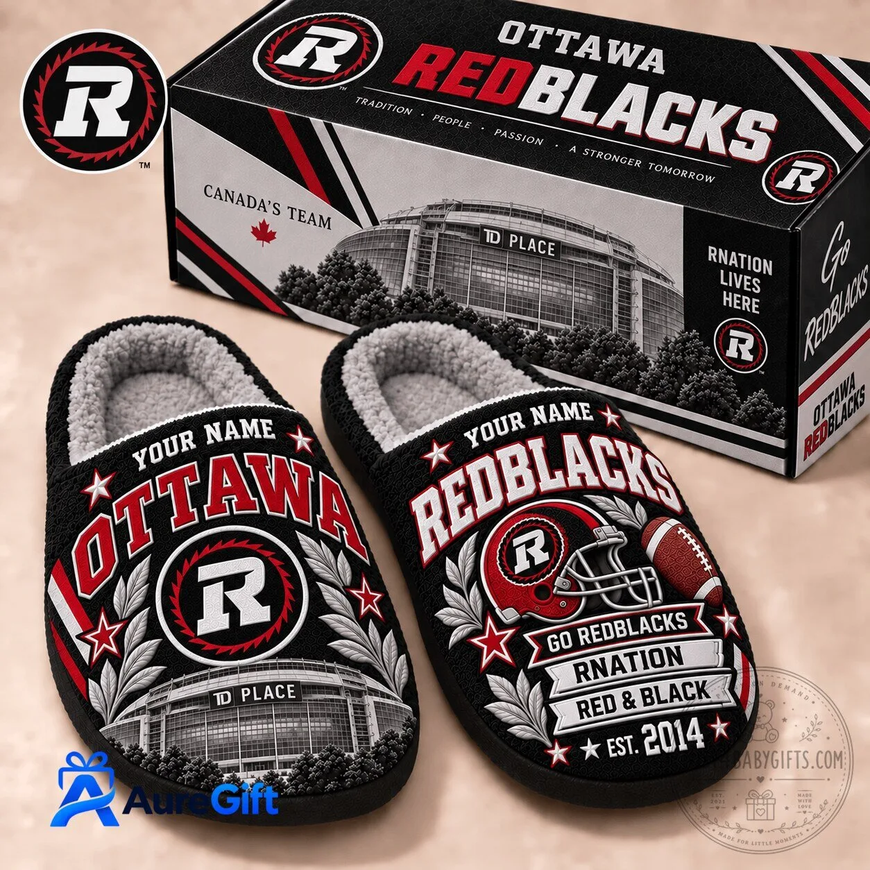Ottawa Redblacks Canadian Football League Personalized Fan Slippers 2 Ottawa Redblacks Canadian Football League Personalized Fan Slippers