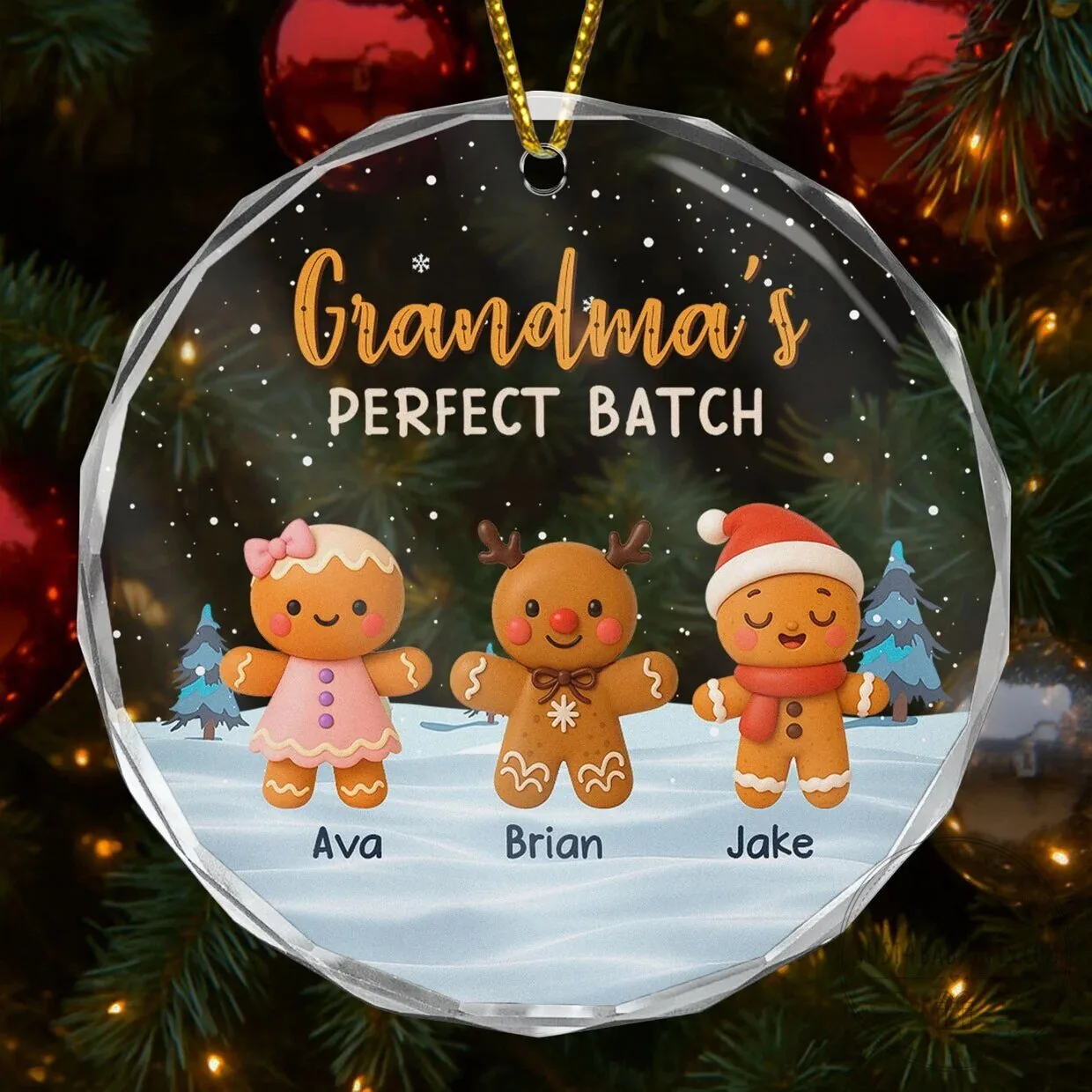 Grandma's Perfect Batch Personalized Gingerbread Family Christmas Tree Ornament 1 Grandma's Perfect Batch Personalized Gingerbread Family Christmas Tree Ornament