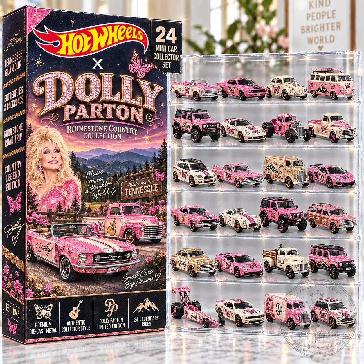 Dolly Parton Hot Wheels Rhinestone Country Collection 24 Mini Car Collector Set