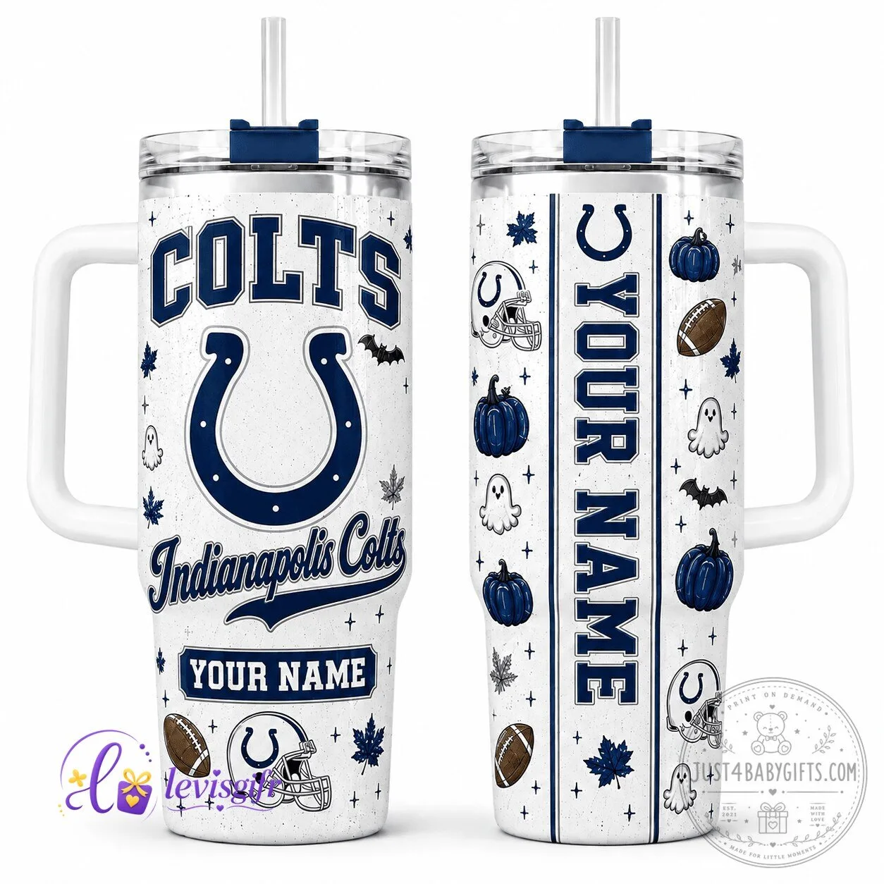 Indianapolis Colts Halloween Personalized Football Tumbler