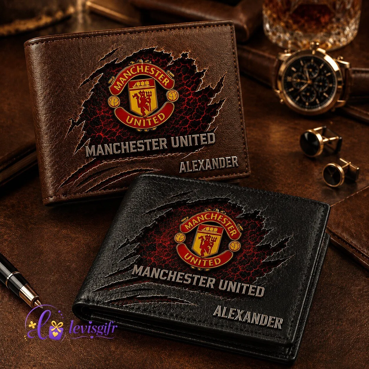 Manchester United Football Club Personalized Leather Wallet