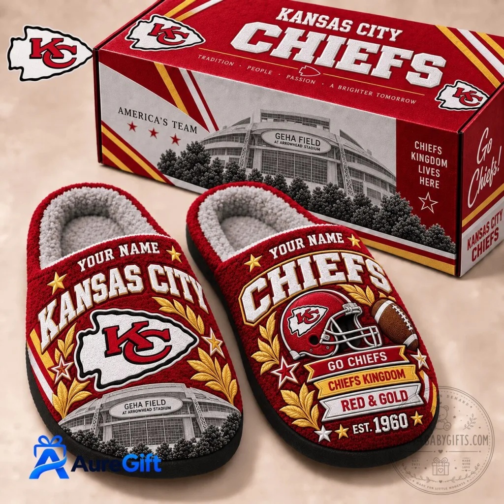 Kansas City Chiefs Personalized Football Team Slippers for Men and Women Kansas City Chiefs Personalized Football Team Slippers for Men and Women