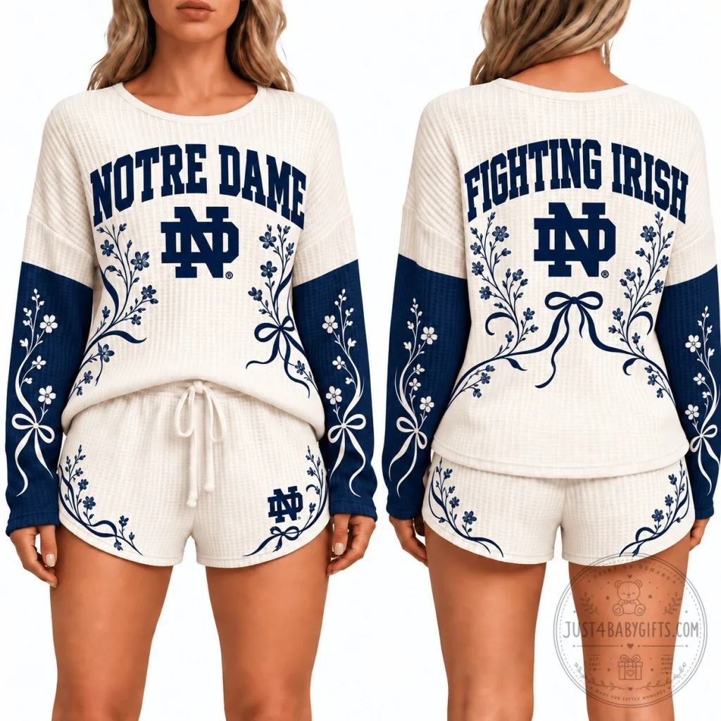 Notre Dame Fighting Irish Women's Waffle Knit Pajama Set 56 Notre Dame Fighting Irish Women's Waffle Knit Pajama Set