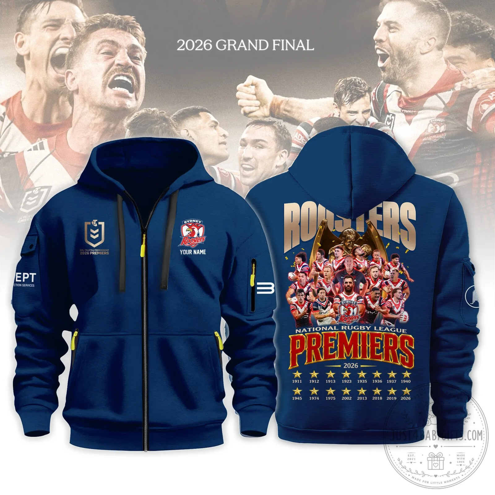 2026 Grand Final Hoodie for Sydney Roosters National Rugby League Premiers