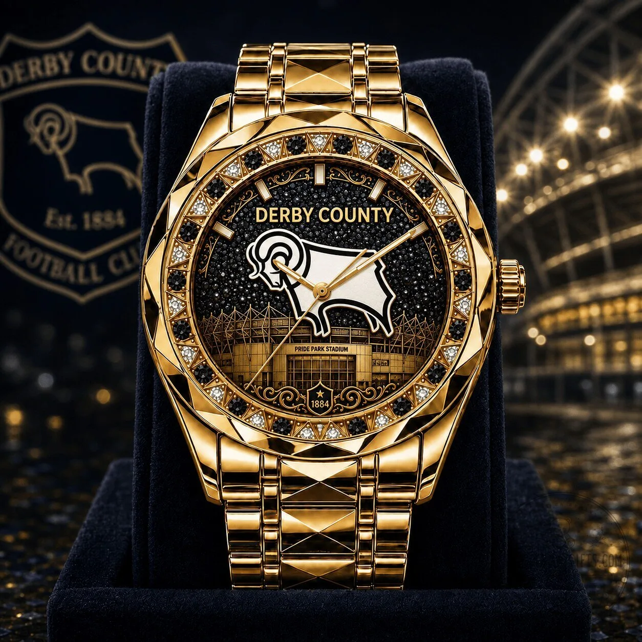 Derby County Football Club Gold Tone Diamond Watch