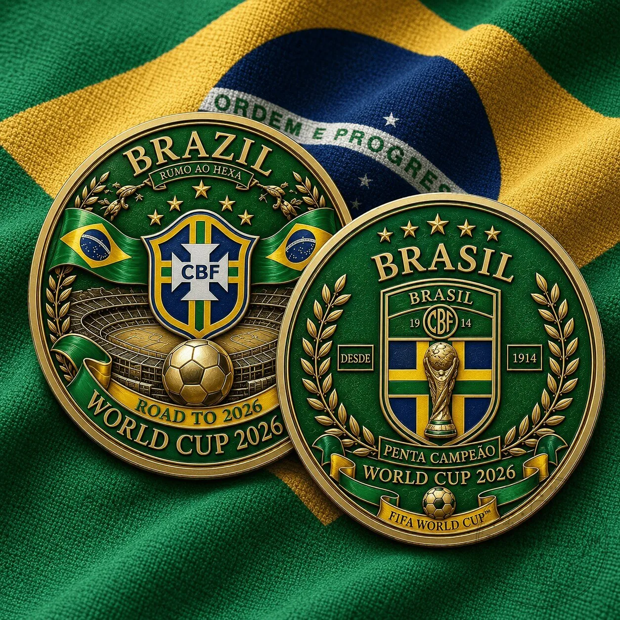 Brazil FIFA World Cup 2026 Commemorative Football Coin Collectible