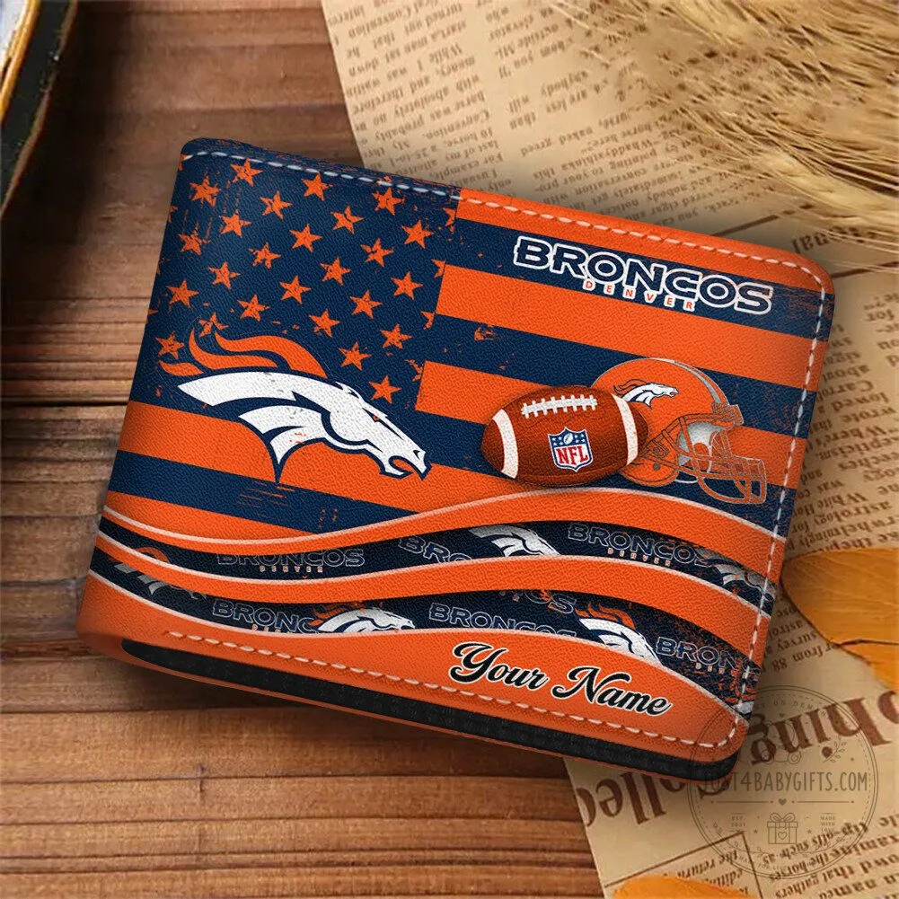 Denver Broncos American Flag Personalized Football Team Wallet
