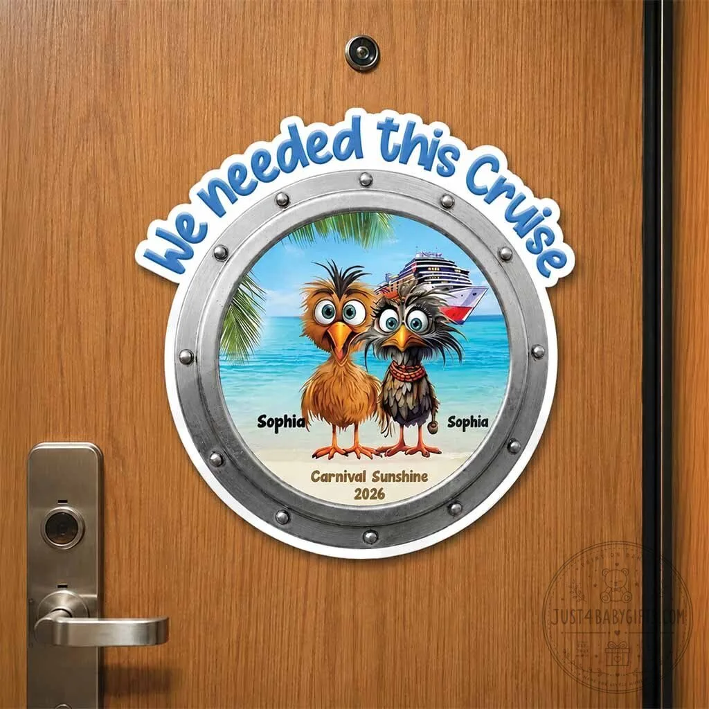 Personalized Cruise Ship Porthole Funny Birds Couple Cabin Door Magnet