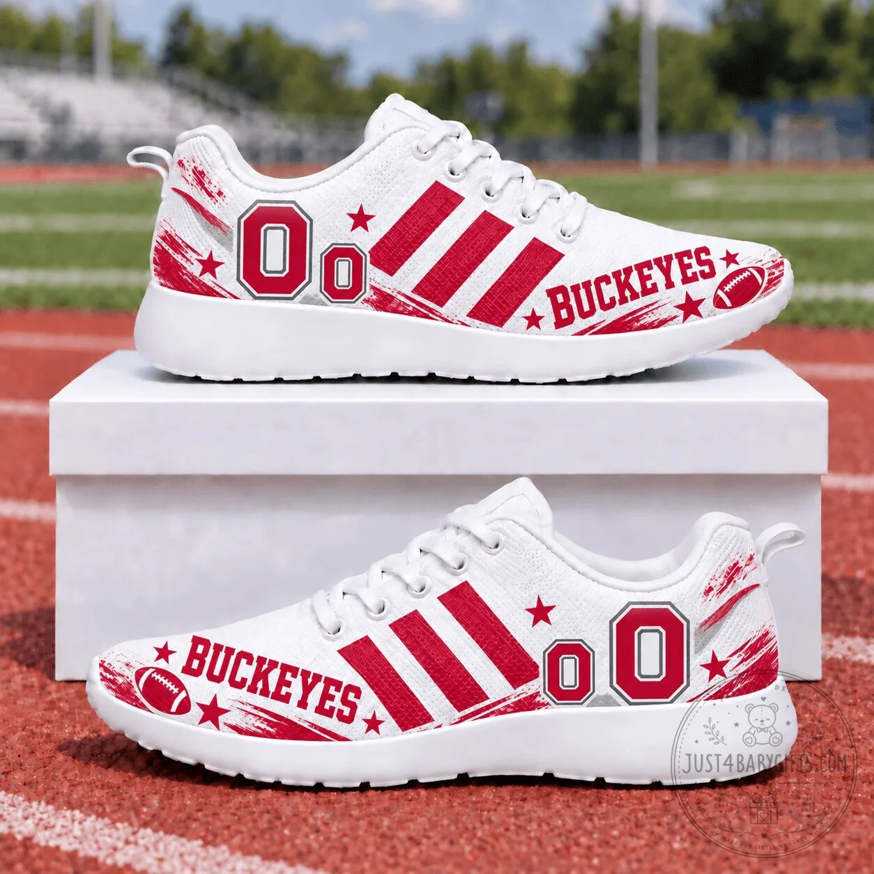 Ohio State Buckeyes Football Team White Casual Sneakers