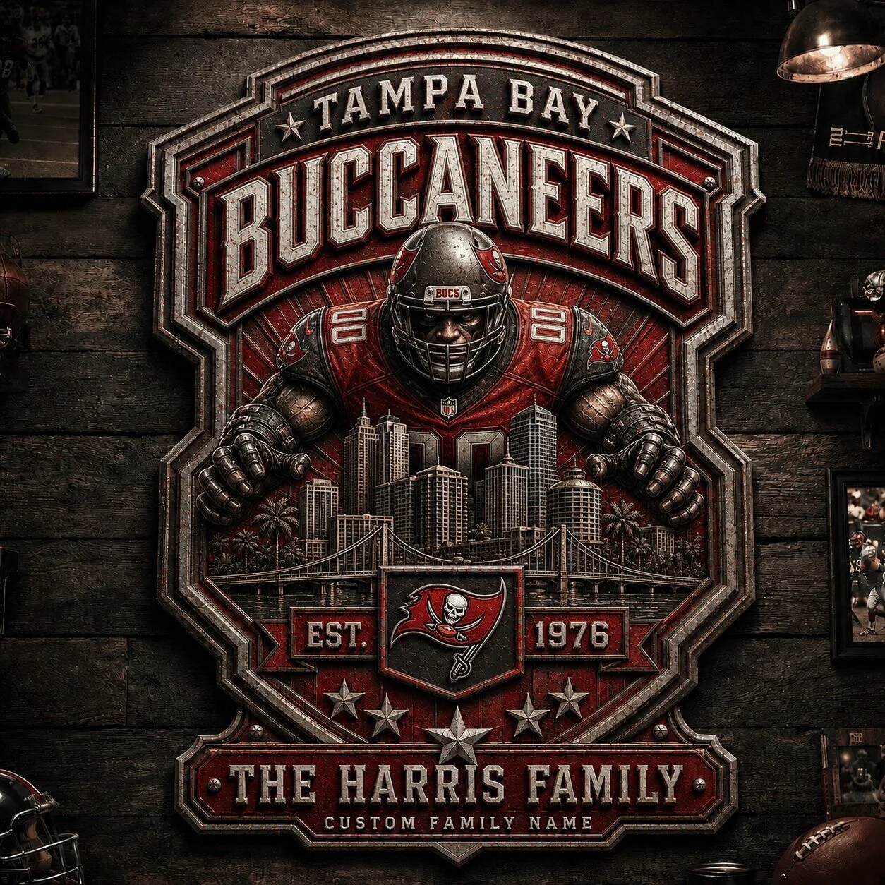 Tampa Bay Buccaneers Personalized Vintage Retro Metal Wall Sign Plaque