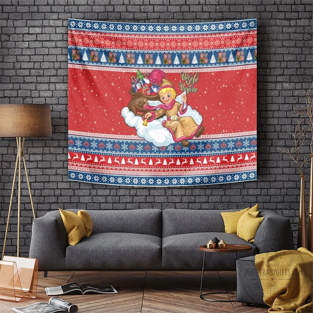 Czech Republic Jezisek Vesele Vanoce Christmas Tapestry Wall Hanging