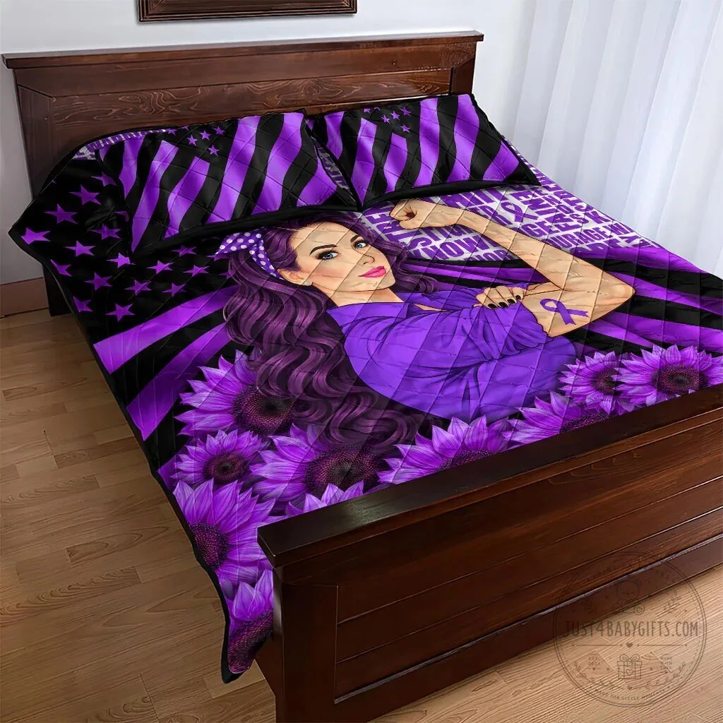 Domestic Violence Awareness Purple Ribbon Sunflower Strong Woman Quilt Bedding Set 13 Domestic Violence Awareness Purple Ribbon Sunflower Strong Woman Quilt Bedding Set