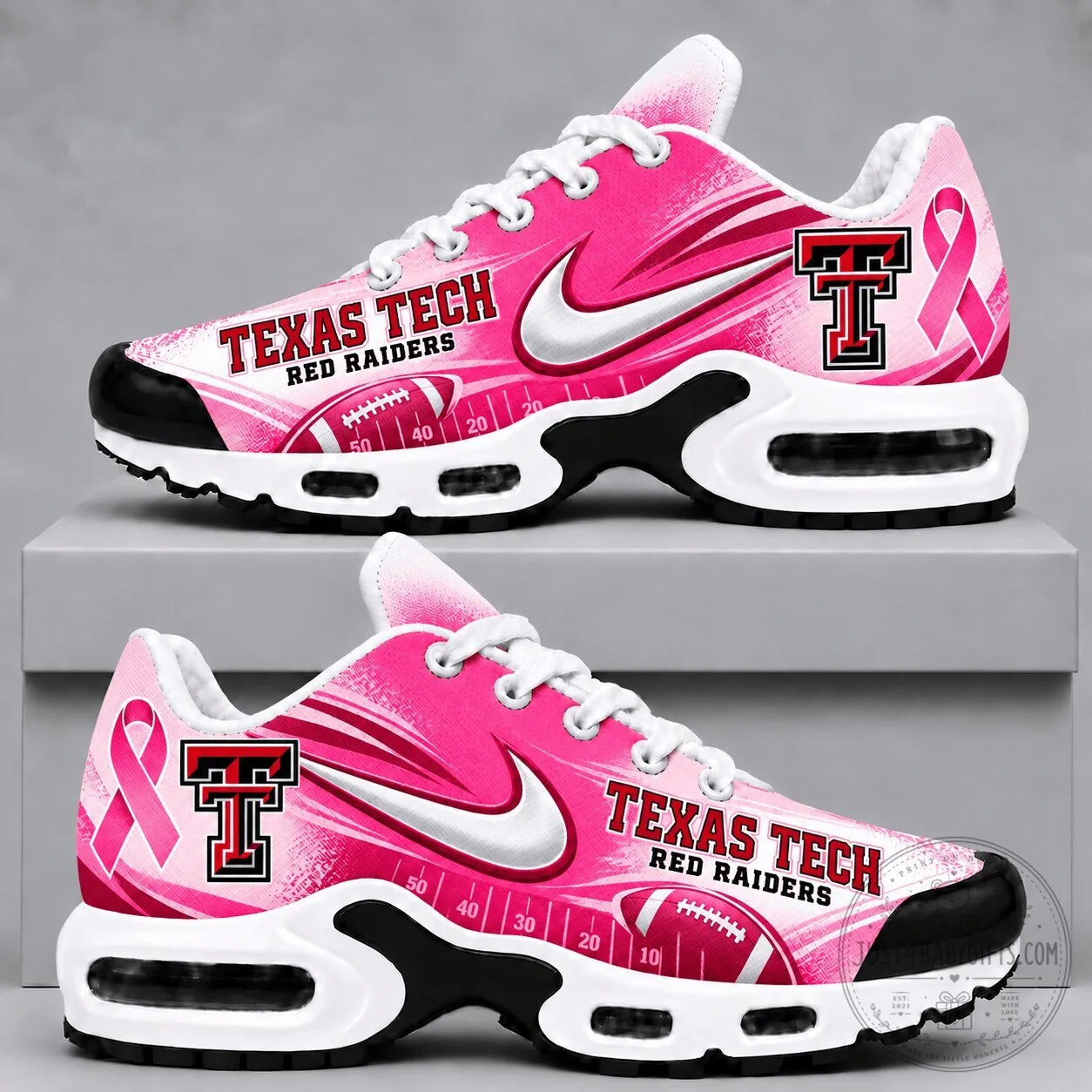 Texas Tech Red Raiders Breast Cancer Awareness Pink Running Shoes