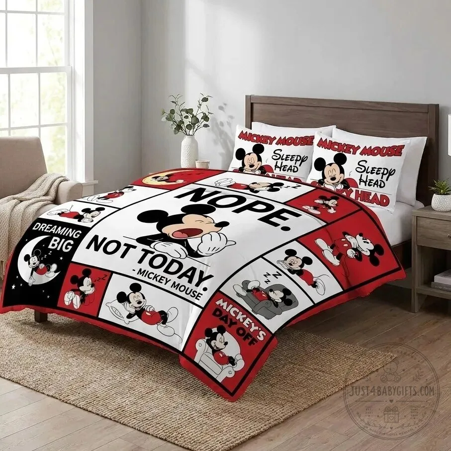 Mickey Mouse "Nope Not Today" Funny Cartoon Character Bedding Set 5 Mickey Mouse "Nope Not Today" Funny Cartoon Character Bedding Set