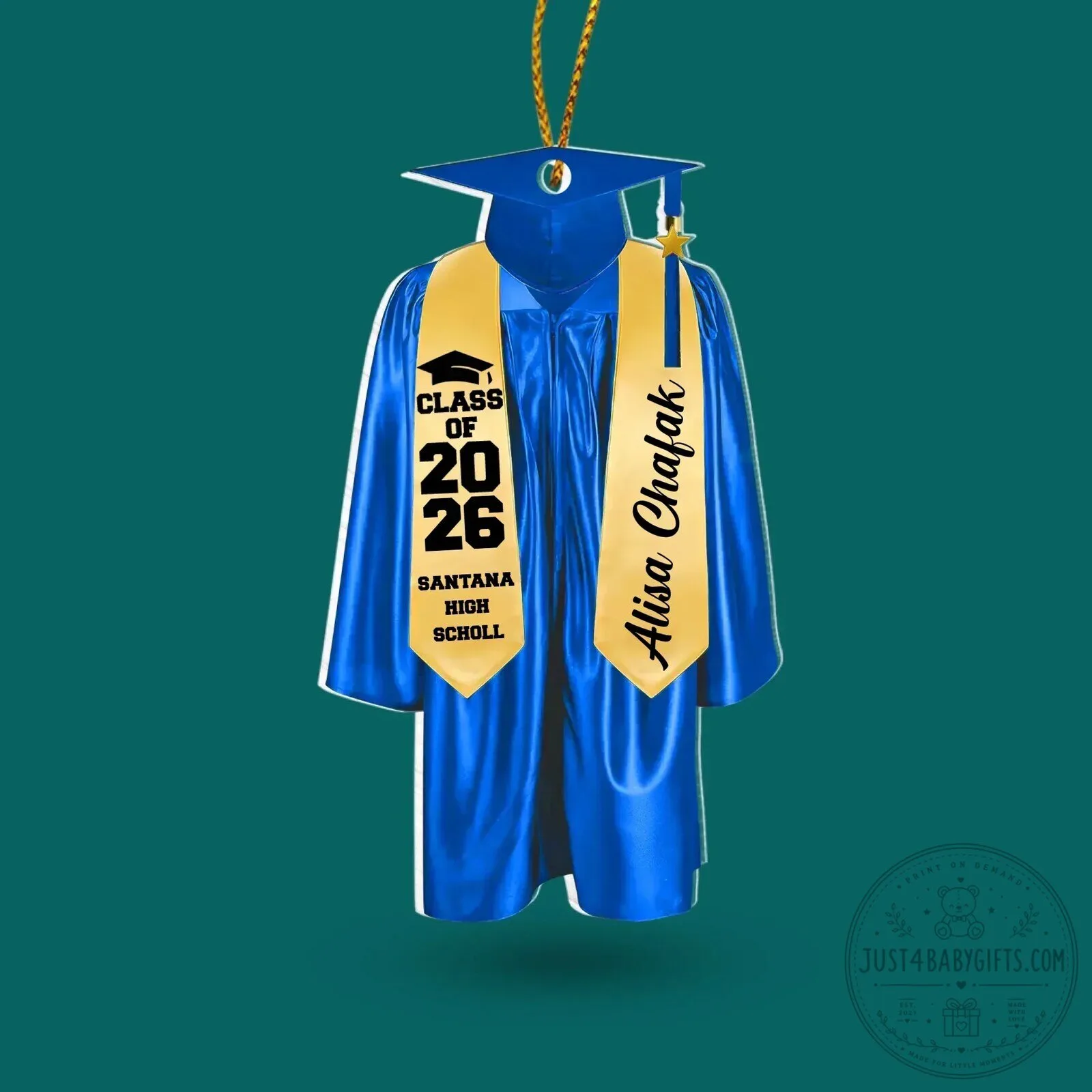 Personalized Class of 2027 Graduation Gown and Cap Christmas Tree Ornament 16 Personalized Class of 2027 Graduation Gown and Cap Christmas Tree Ornament