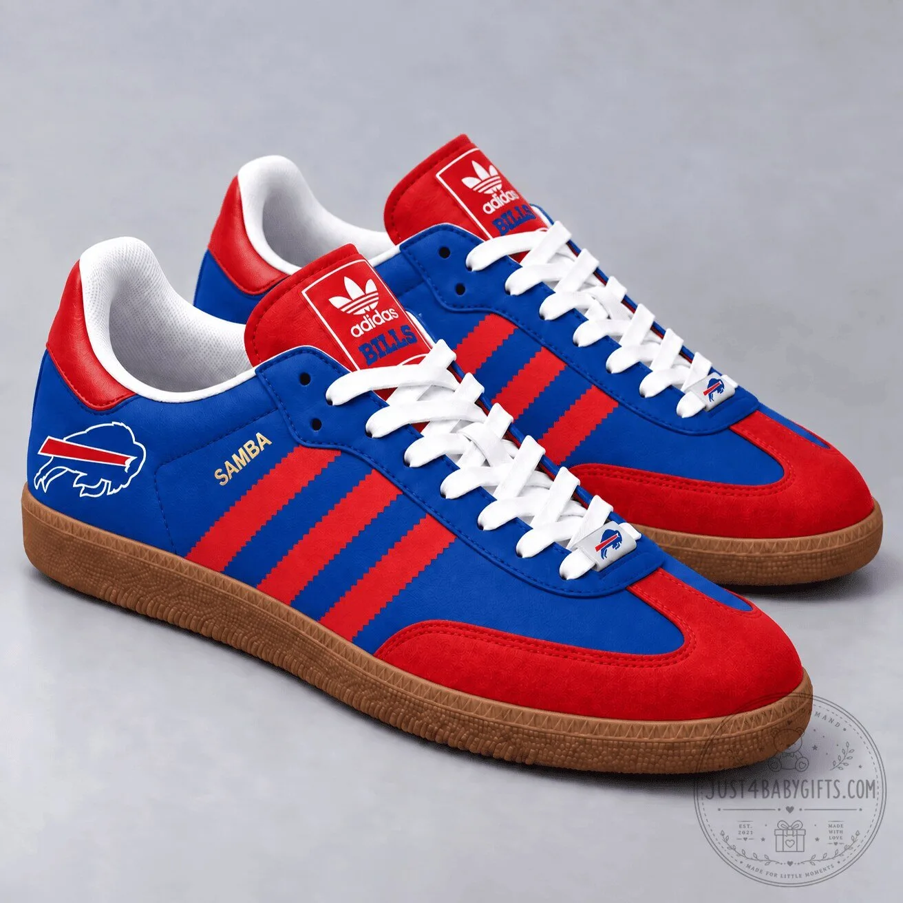 Buffalo Bills NFL Football Team Blue Red Samba-Inspired Low-Top Sneakers Shoes