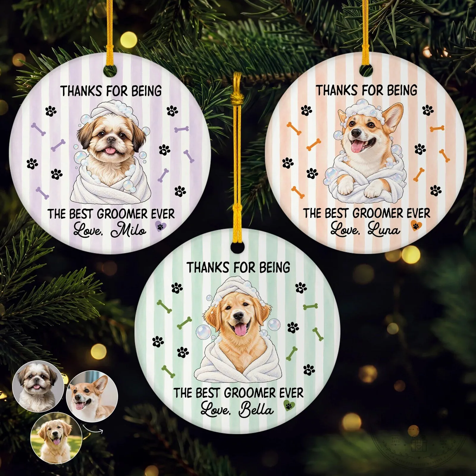 Personalized Dog Photo Thanks For Being The Best Groomer Ever Ceramic Ornament