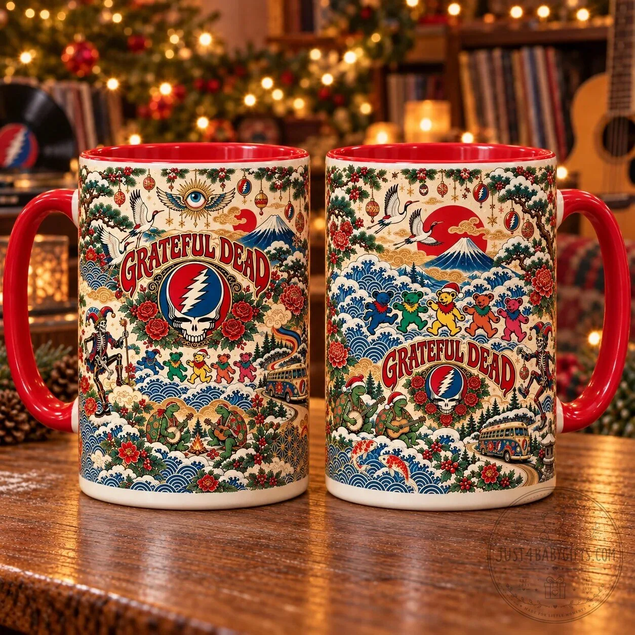 Grateful Dead Japanese Art Dancing Bears Steal Your Face Holiday Mug